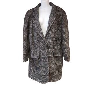 Vintage Forenza Wool Black And Gray Houndstooth‎ Peacoat Size L